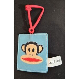 Paul Frank Keychain ID Holder | 2.75" × 3" | Carabiner Clip | Cute Monkey NWOT